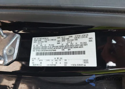 2017 Ford Escape Se из США, поврежденный, VIN 1FMCU9GD9HUD27849